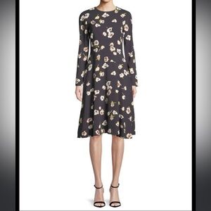 LELA ROSE Long-Sleeve A-Line Floral-Print Dress Size 4